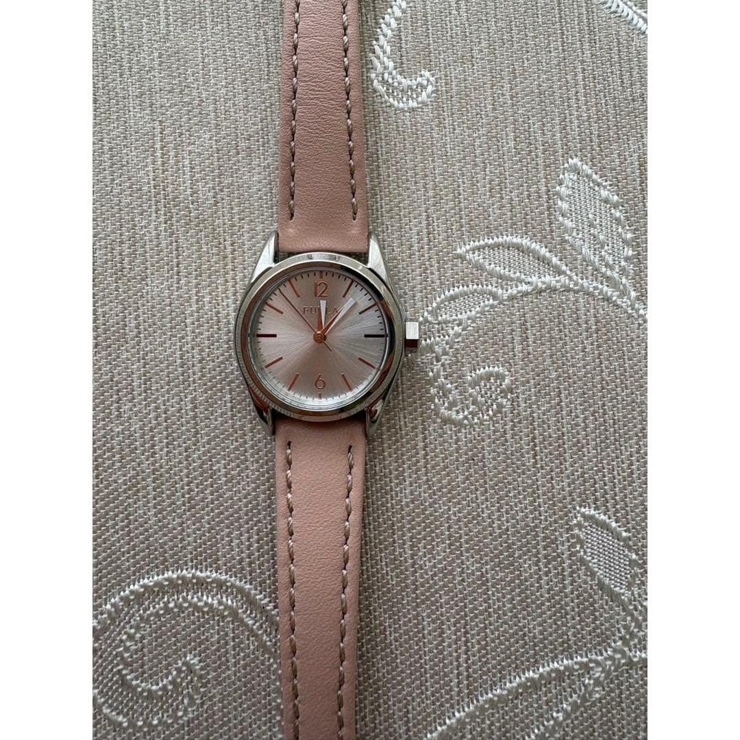 Used FURLA pink leather strap watch
