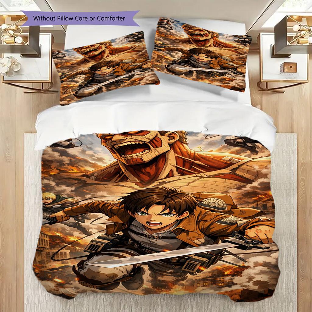 Attack Titan Set Bedding 1 Duvet Cover 2 Pillowcase Without Core Duvet Cover And Pillowcase Bedding Set Soft And Comfortable