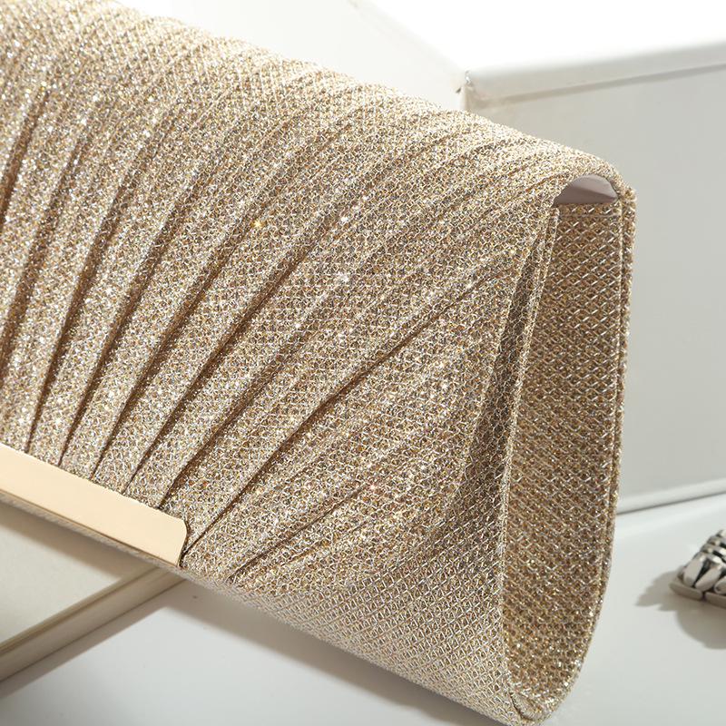 Elegant Sequin Pleated Evening Bag - Women's Chain Shoulder Party Purse