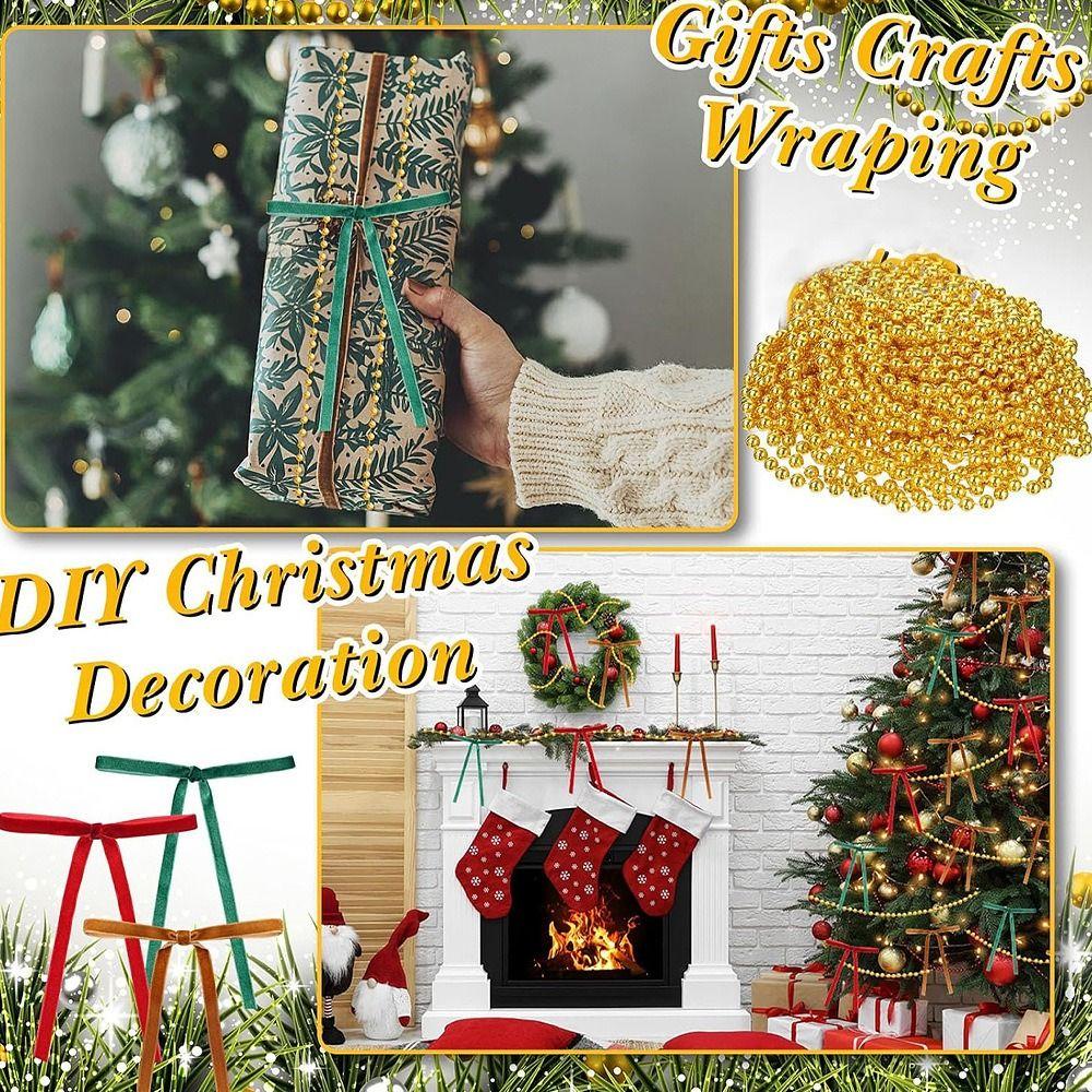 10Pcs Velvet Ribbon Christmas Ribbon Bow Vintage Rustic Holiday Hanging Ornament  Home Decoration