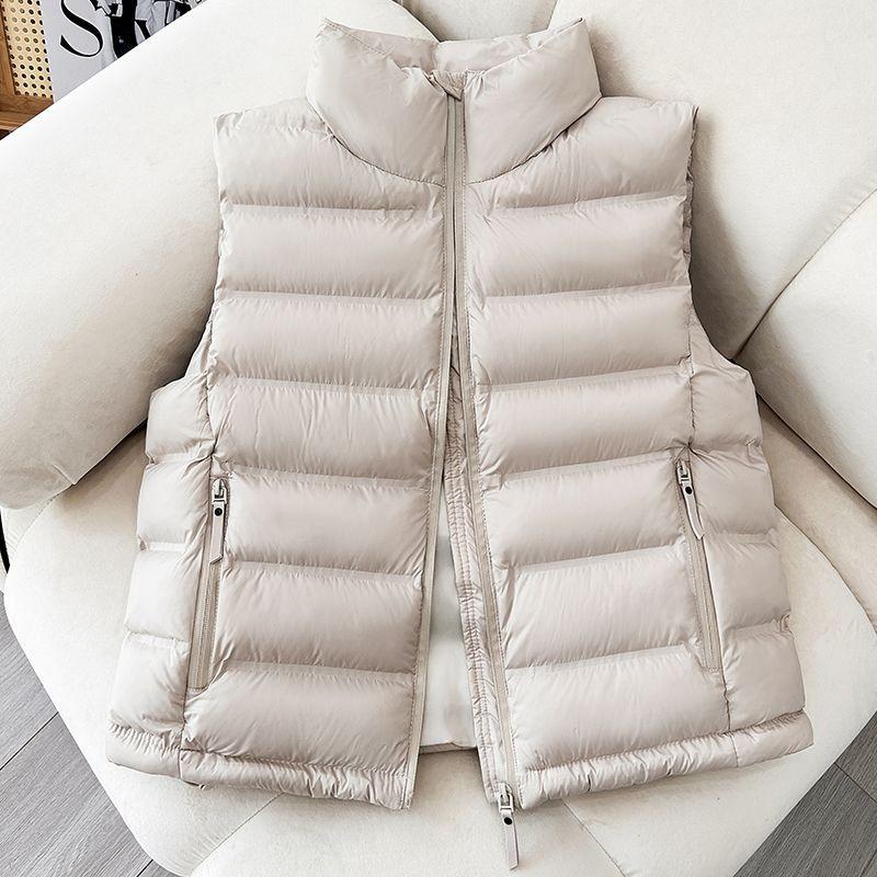 Women S Loose Short Sleeveless Stand Collar Vest For Autumn Winter Daily Wear