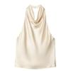 Style Européen et Américain Nouveaux Vêtements pour Femmes Sans Manches Tendance Satin Texturé Col Halter Top 2231399