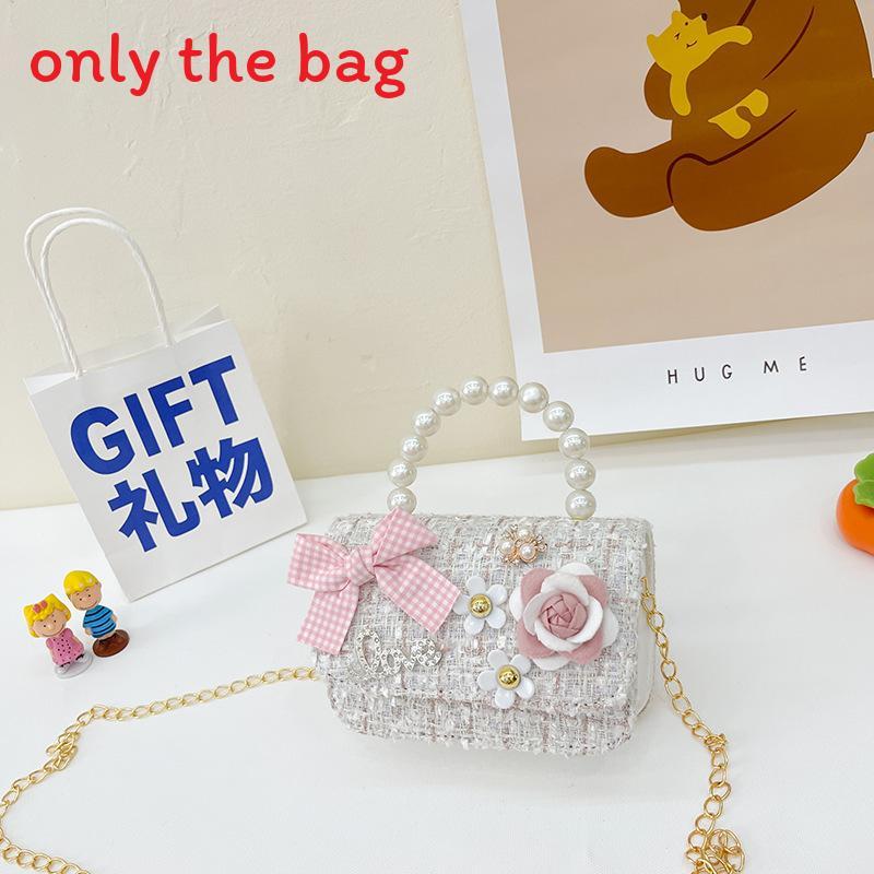 Borsa da ragazza elegante in cotone con decorazioni di perle artificiali per l'uso quotidiano