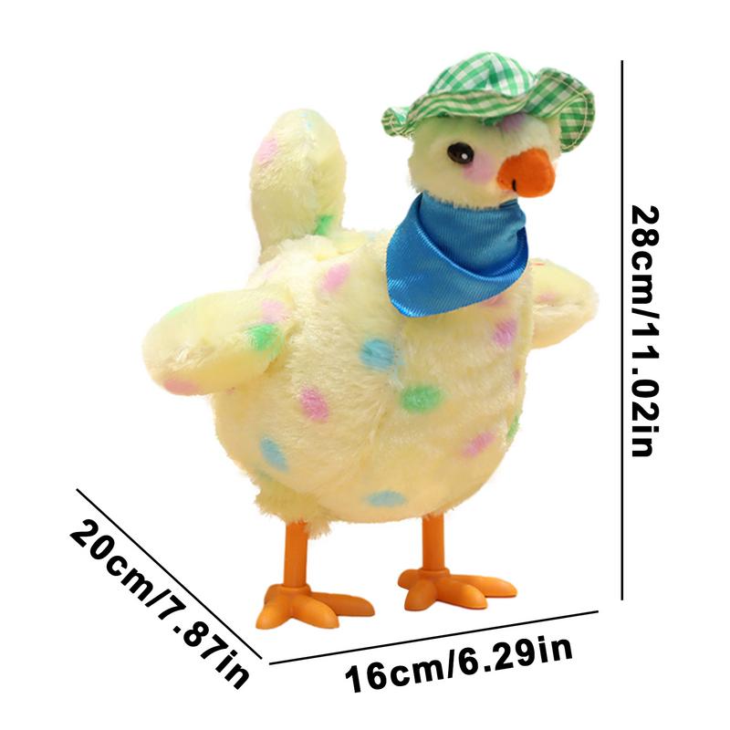 Stuffed Chicken with Egg Plush Hen Puzzle Fun Musical Chicken Figurine Pet Toys Interactive Cat Toys Lays Eggs for Holiday