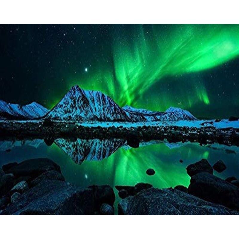 Volle Runde 5D DIY Diamant Malerei Kreuzstich Planet Aurora Nacht Landschaft Mosaik handgemachte Geschenk Kunst