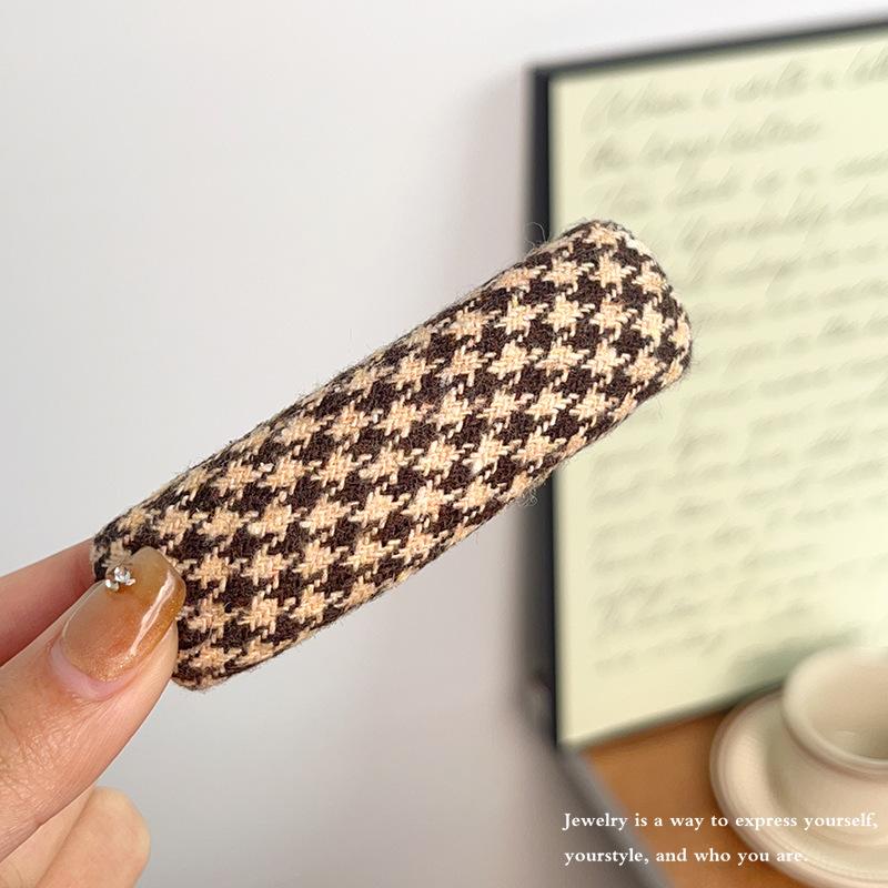 New Fashion Fabric Plaid Side Hair Clips Women Korean Coffee Color Geometric BB Clip Hairpins Hairgrip For Girls Kids Hair Accessories
