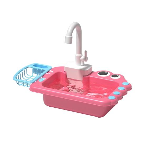 Mini Toddler Playhouse Dishwasher Set Electric Water Circulation 18Pcs Accessories Simulated Faucet Rotating Heat-Resistant Quick-Drying Basket Role