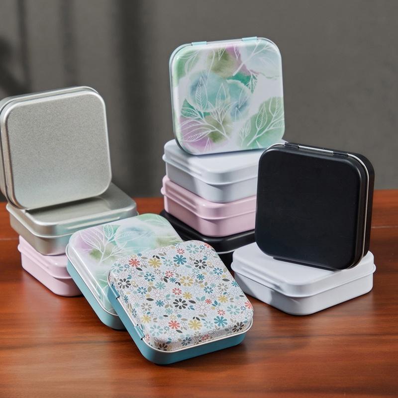Portable Square Flip Metal Tin Storage Box Durable Rust-free Container for Candy Pills Coins DIY Craft Supplies