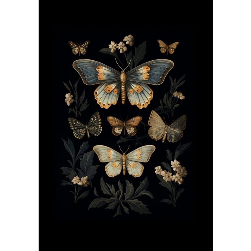Vintage Dark Academia Moths Victorian Gothic Insect Illustration Art Posters Canvas Painting Wall Prints Picture Room Home Decor