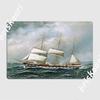 Vintage Sailboat Rolling Up Sails Illustration 1904 Metal Sign Plaques Create Wall Pub Pub Garage Tin Sign Poster