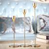 3Pcs High Footed Metal Candle Holders Creative Cup Flat Bottom Luxury Candlestick Rust-proof Decorative Wedding Candle Stand