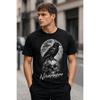 Men's Gothic T-Shirt with Raven Skull Moon Graphic, Soft Cotton Crew Neck Short Sleeve Tee for Dark Aesthetic Streetwear Daily Wear