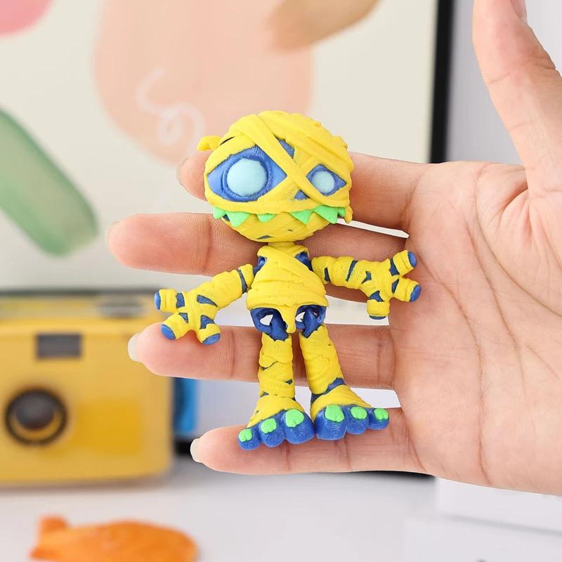 Halloween 3D Printed Toys Cute Cartoon Figure Models Home Tabletop Ornaments Decorative Crafts Children's Gifts Movable Humanoid