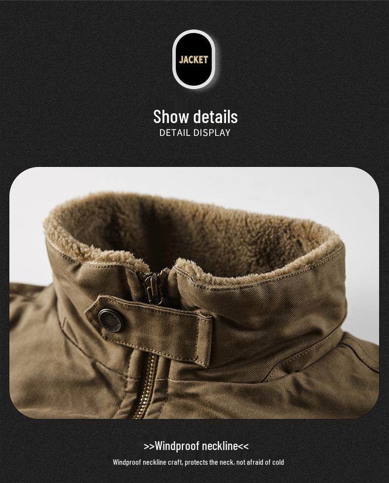 Men's Winter Fleece-Lined Bomber Jacket: High-End Fashion Outerwear for Cold Weather