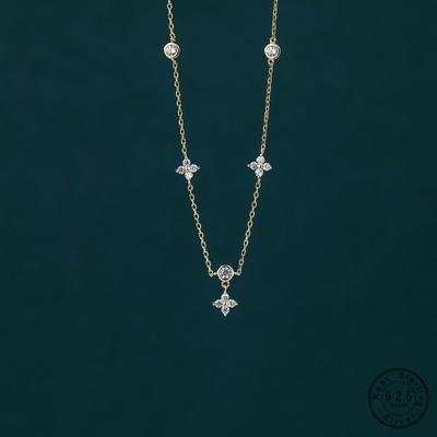 Срібло 925 проби з інкрустацією з циркону з квітами для жінок Вишукані солодкі весільні прикраси Аксесуари Подарунки