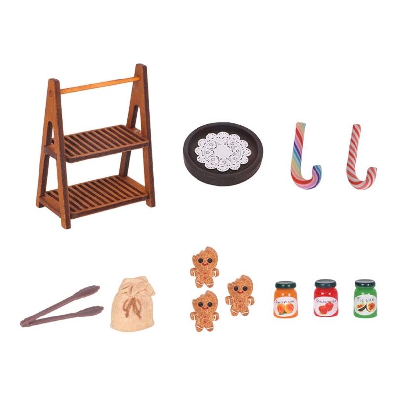 Realistic Dollhouses Candy Display Shelf Pastries Resin Structure Compatible With Miniature Furniture