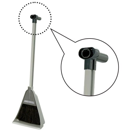 Azuma Industries Chilitore Gray, a freestanding broom and dustpan set for comfortable sweeping. Perfect for entryways and verandas. Black fern, Allen.