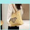 Fashionable Canvas Tote Bag For Students Stylish Large Capacity Shoulder Bag In Black White Or Khaki