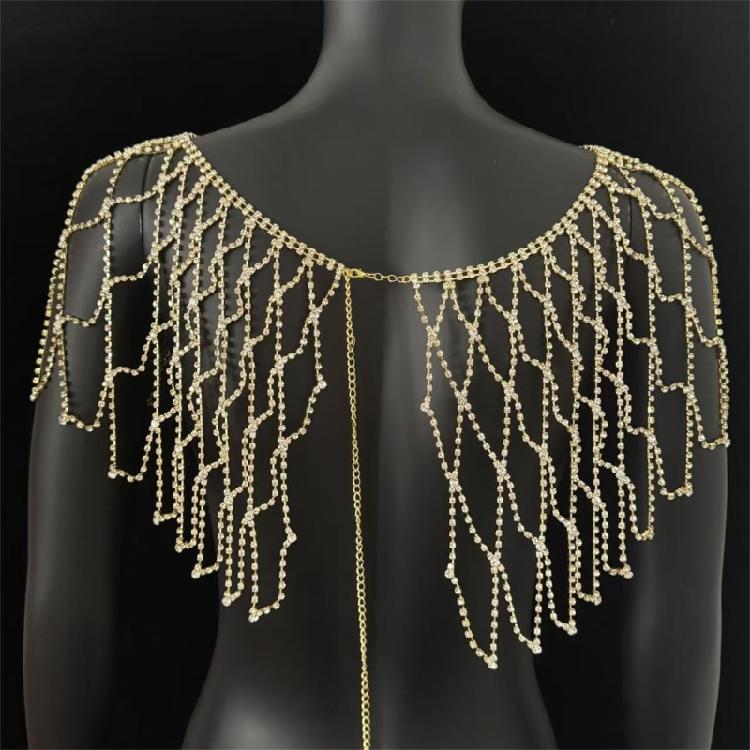 Rhinestones Embellished Fringe Design Shoulder Chain Jewelry For Bride During Wedding Ceremonies Festivities