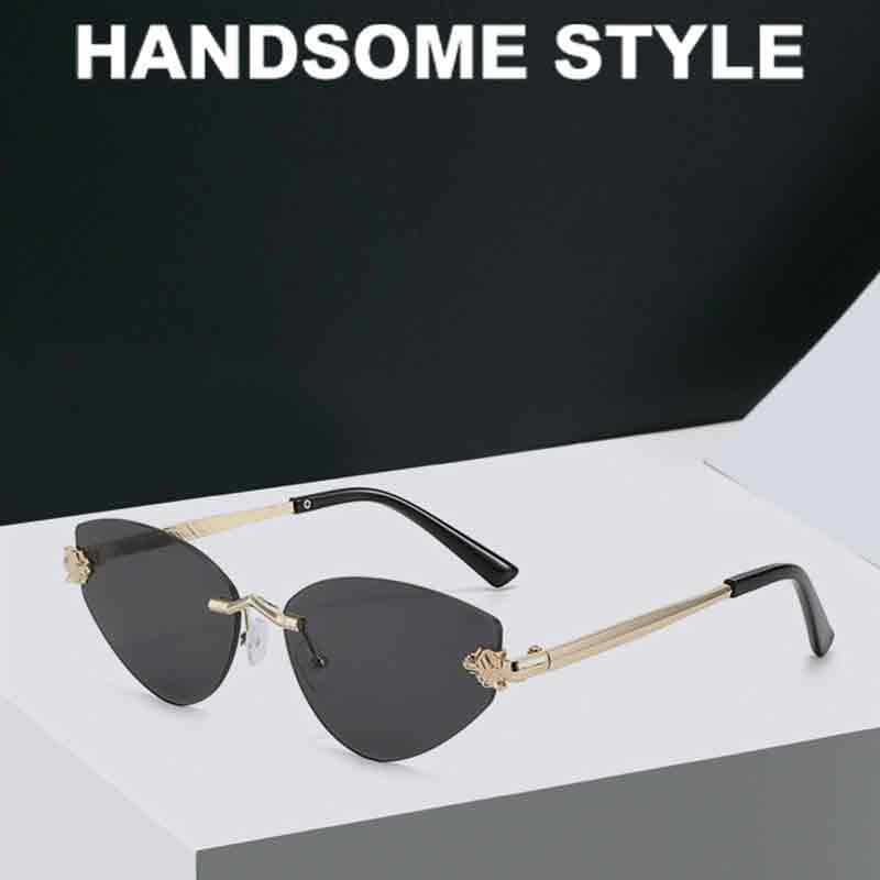 Rimless Cat Eye Metal Sunglasses Women Men Gradient High-quality Brand Sun Glasses Travel Outdoor Party Lady Man Eyewear UV400
