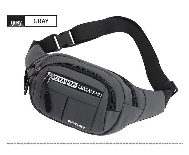 

Мужская большая вместительная сумка через плечо и поясная сумка серый