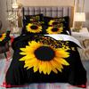 3pcs Fashion Duvet Cover Set, Sunflower Print Bedding Set With Zipper Closure, Soft Comfortable Duvet Cover