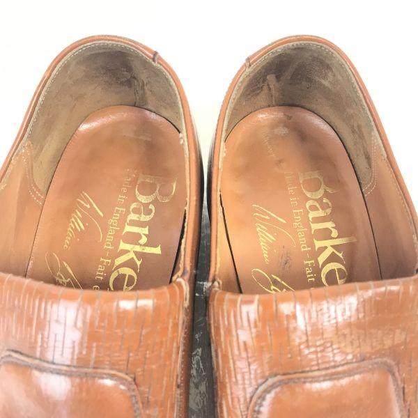 80s-90s Made in England Barker Slip-on Vamp Moccasin Dress Shoes Men’s 7.5B 26.0 Brown Vintage(USED)