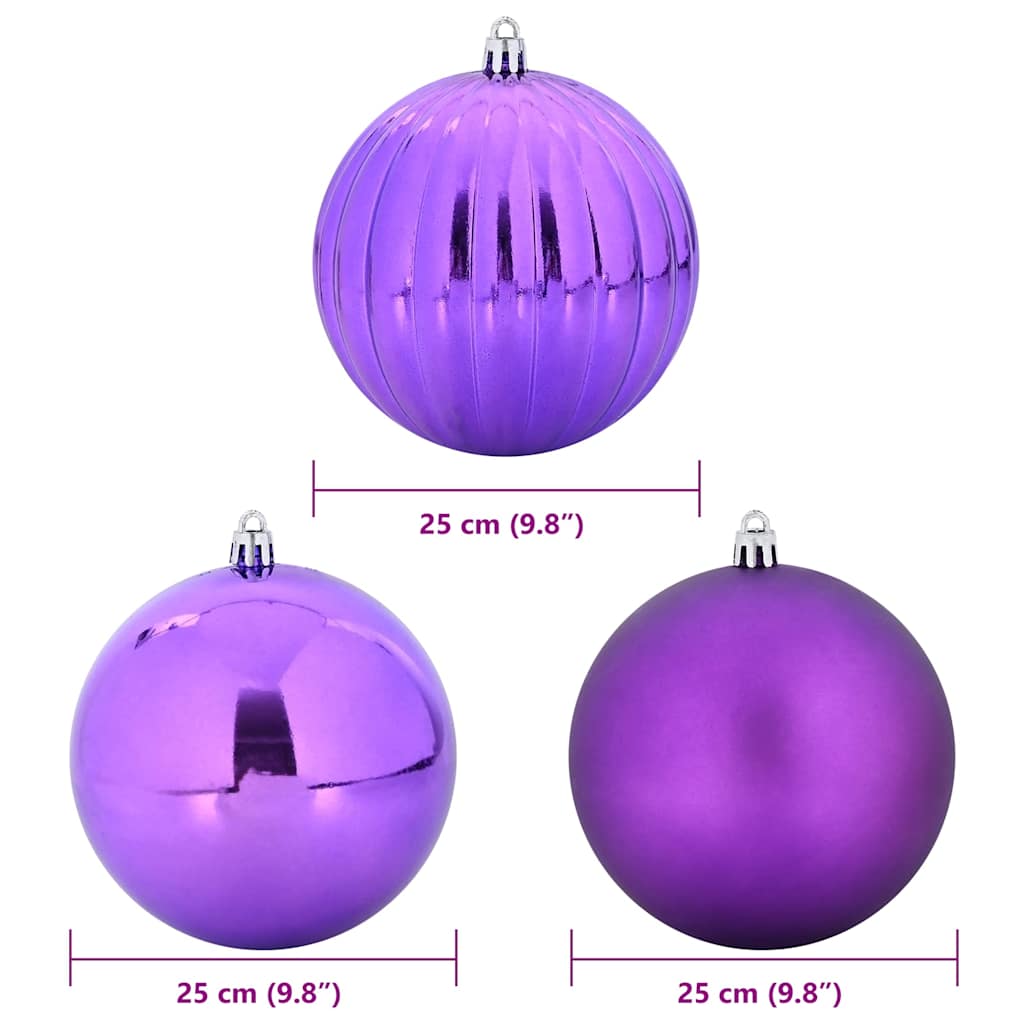 XXL Christmas Ornament Set 3 pcs Purple Plastic