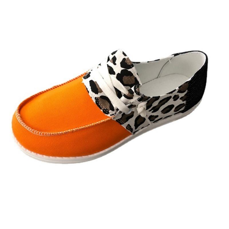 Spring new color matching four-season flat-bottomed lace-up single shoes women's round head canvas low-top large-size sequined casual shoes