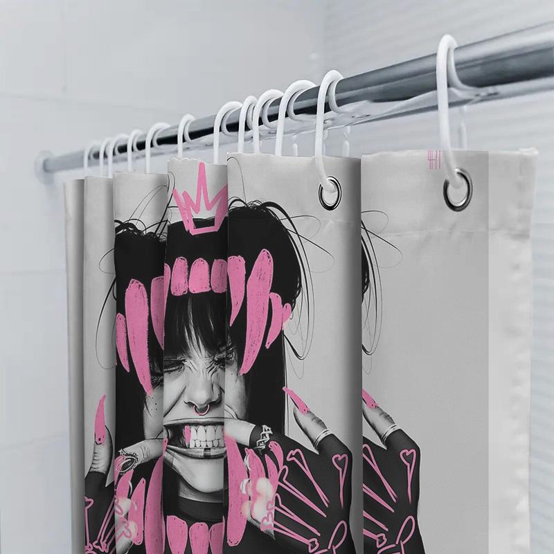 Gothic Horror Shower Curtain Skull Demon Halloween Decor Spooky Bathroom Set Dark Gothic Home Decor Creepy Art Wall Hanging