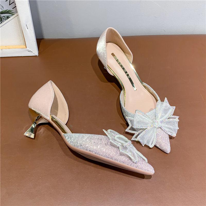 

Женские босоножки на низком каблуке, украшенные бантом, туфли на высоком каблуке 3 см, обувь на высоком французском тонком каблуке, обувь для свиданий и вечеринок 40