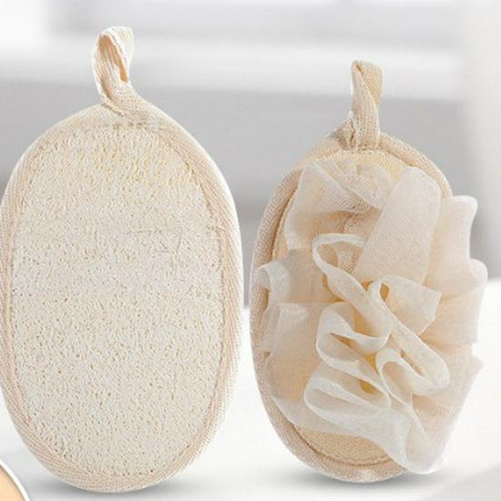 Summer Loofah Bath Scrubber Slices: Cotton & Linen Back Scrubber with Dotted Design