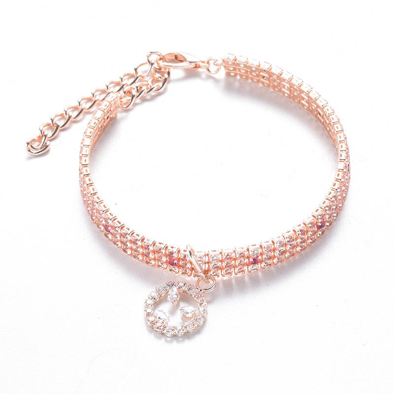 Pet Supplies, Colorful Crystal Necklace, Smiling Zircon, Three Row Diamond, Cat and Dog Accessories, High-end, Dog Gift
