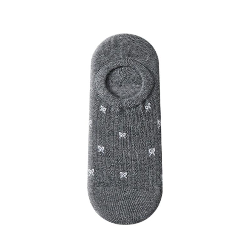 1/5pairs Spring And Summer Women's Socks Cartoon Bow Silicone Non-slip Breathable Invisible Pure Cotton Ankle Boots Soft Socks