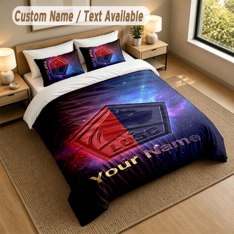 Bedding Set 1 Duvet Cover 2 Pillowcases LOSC Lille Print Soft Bed Linen Bedroom Decor