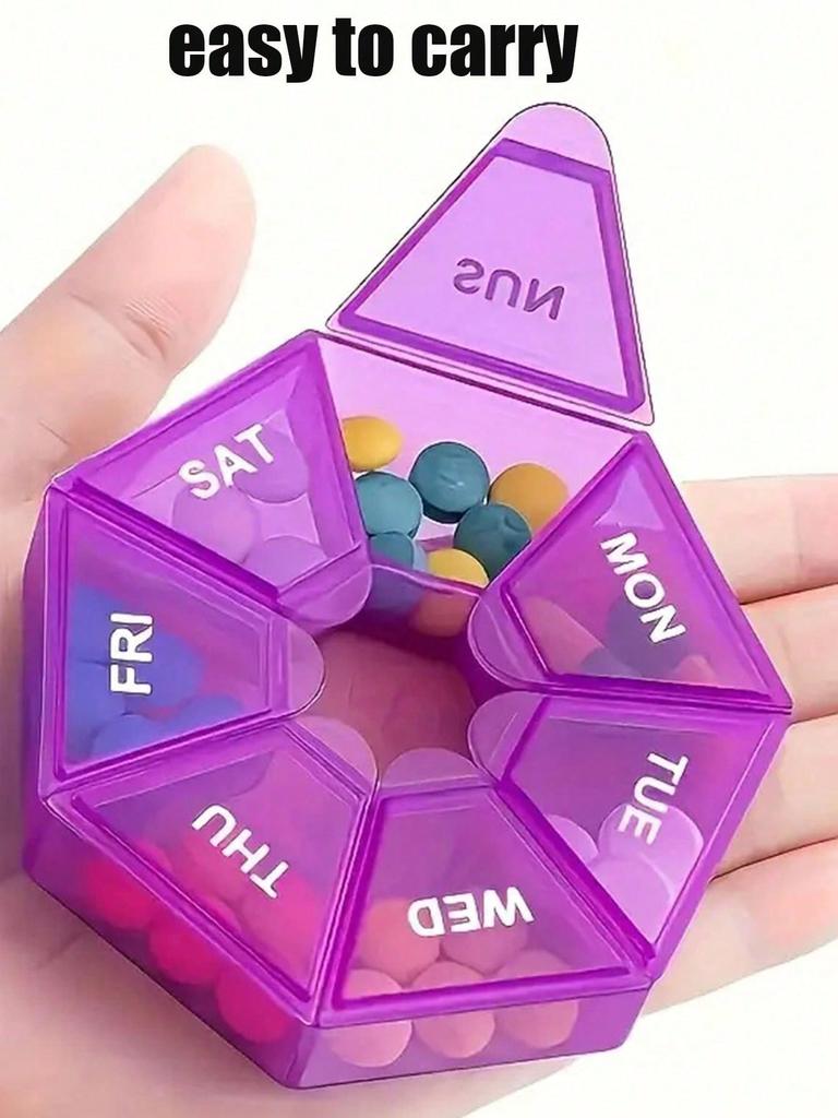 1 pz Scatola Portapillole a 7 Scomparti, Mini Contenitore Portatile da Viaggio per Medicine, Scatola Multiuso in Plastica Sigillata con 7 Divisori per Farmaci