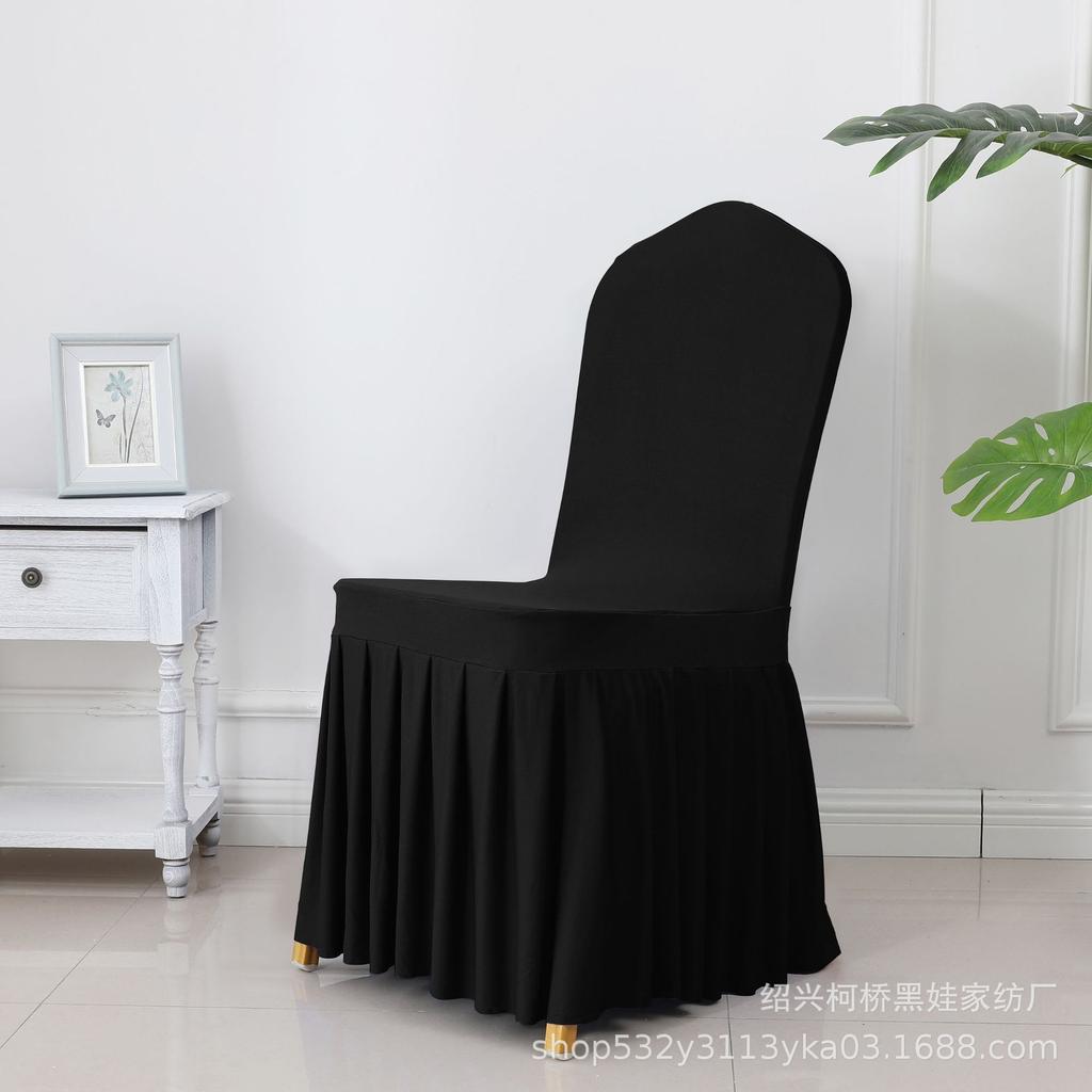 Banquet Chair Cover Thickened Elastic Pleated Skirt Dining Chair Cover Wedding Hotel Party Venue Decoration Simple and Versatile