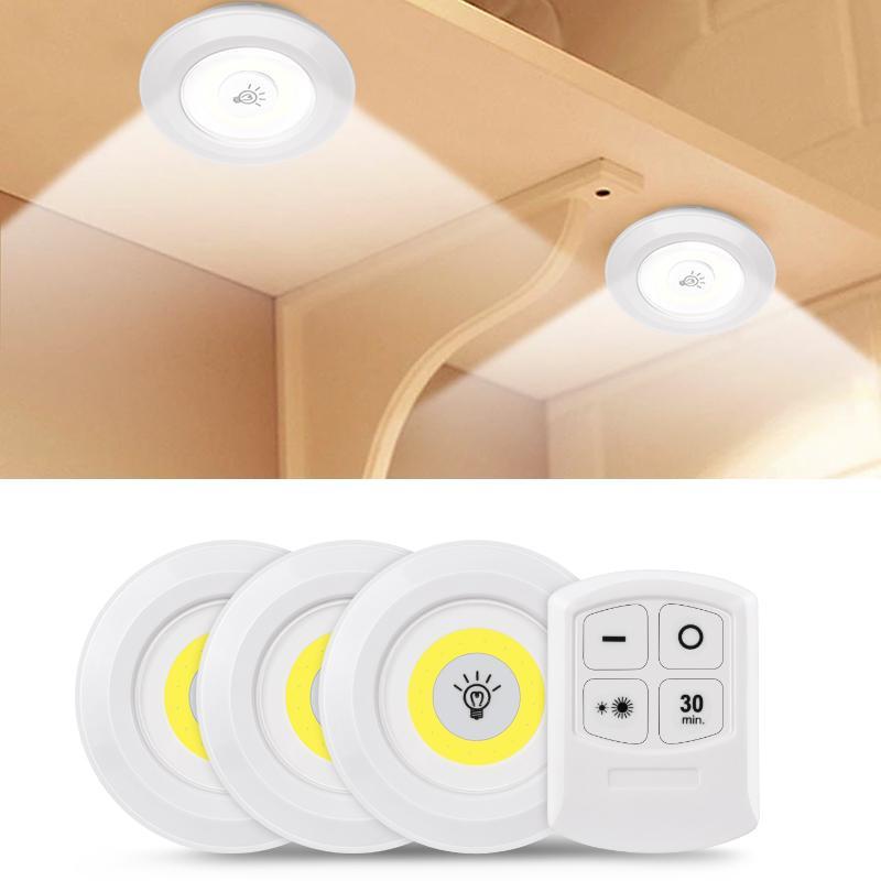 Lampka LED COB oświetlenie podszafkowe lampka nocna bezprzewodowy pilot możliwość przyciemniania lampa do szafy 3W super jasne oświetlenie szafy YSXX