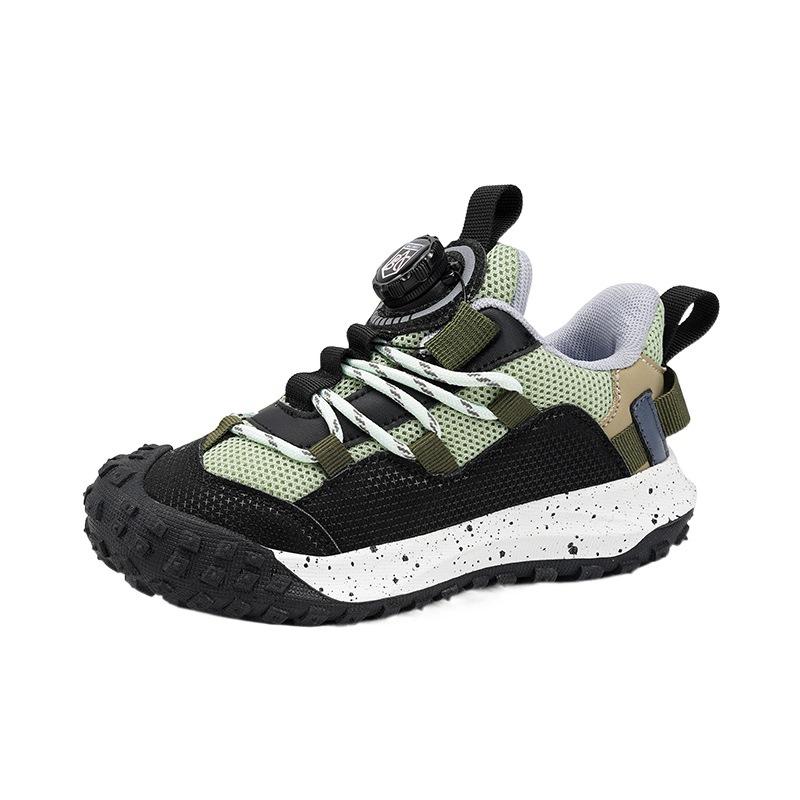 2025 New Rotating Buckle Medium and Large Children's Lightweight Mesh Breathable Autumn and Winter Running Sports Shoes Boys' Casual Shoes