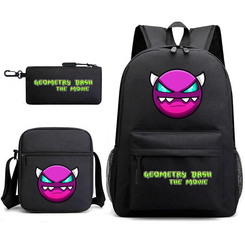 Geometry sprint game backpack geometry dash heat transfer backpack elementary school bag leisure bag