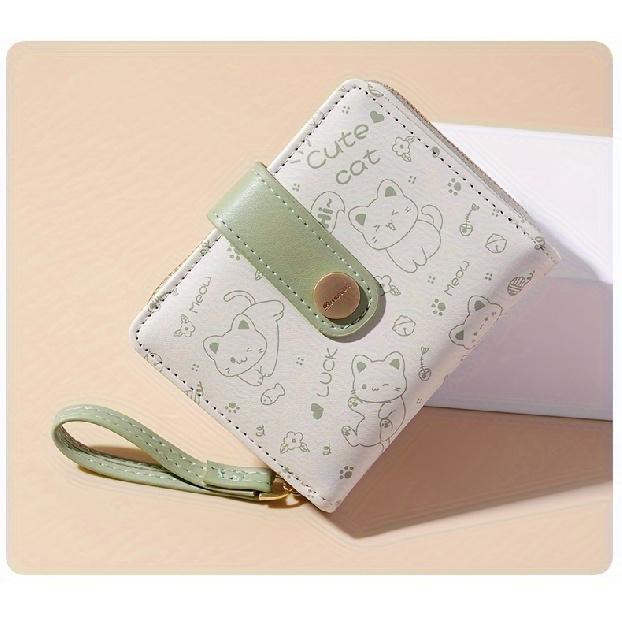 Cat Pattern Short Wallet  Clutch Sweet Coin Purse  Mini Women'S Credit Card Purse