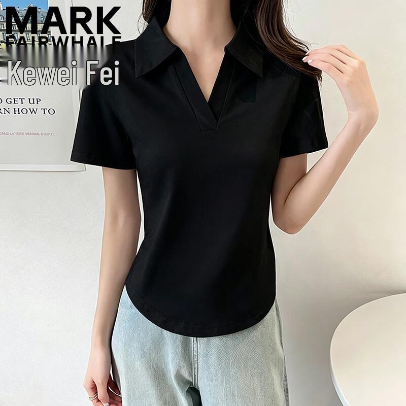 Mark Fairwhale Women's Polo Collar Slim Fit Short Sleeve T-Shirt
