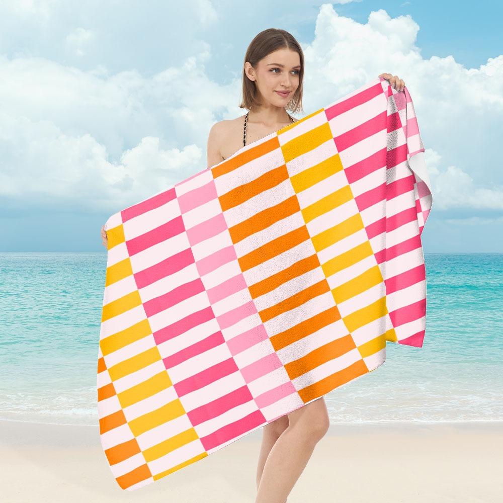 Tropical Sunset Palm Tree Polyester Beach Towel Quick Dry Sand Free Bath Towel For Summer Vacation Swim Pool Seaside Surf