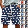 Men's Casual Drawstring Waist Shorts with Star and Wave Print Lightweight Summer Beach Shorts for Everyday Wear