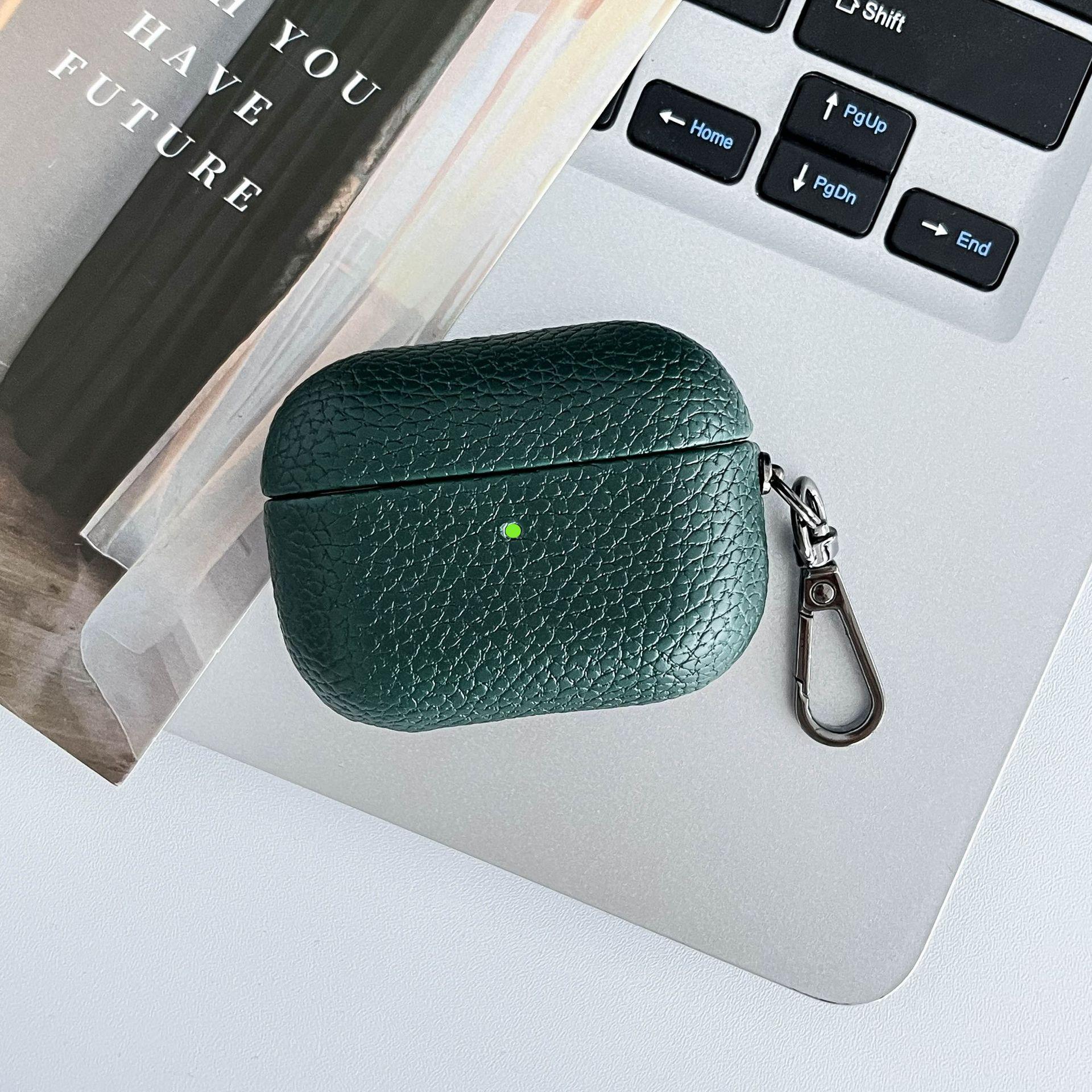 

Чехол для наушников подходит для отделения беспроводных Bluetooth-наушников Apple, однотонный чехол для наушников. AirPods 1 /2 темно-зеленого