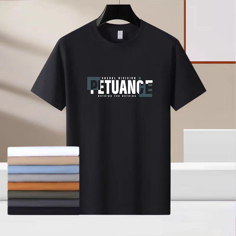 Свободная летняя футболка для мужчин из хлопчатобумажной ткани с принтом и круглым вырезом M