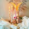 2Pcs Love Style Rich Colors Pattern Printing Smokeless Wedding Decoration Candlelight Dinner Long Candle Decoration Supplies