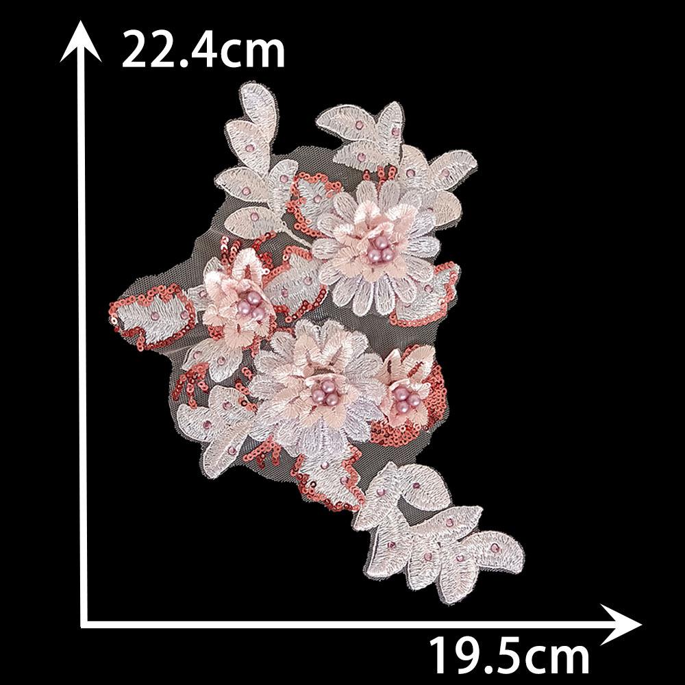 Lace Sequined Lace Collar Three-Dimensional Flower Imitation Pearl Embroidery Diy Decorative Dress Clothing Decal Accessories