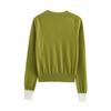 2025 Spring Women's Round Neck Knitwear with Button-Decorated Shoulder and Long Sleeves