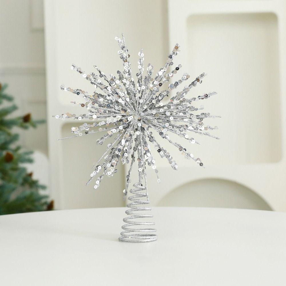 Glitter Xmas Tree Topper Gold/Silver Christmas Decorations Durable Christmas Tree Star Topper